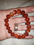 Natural Banded Carnelian Agate Beaded Bracelet Fire Red Orange Crystal Stretch #68