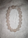 Natural Pale Rose Quartz Beaded Bracelet Soft Pink Crystal Heart Chakra #71