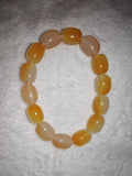 Orange Selenite Satin Spar Oval Beaded Stretch Crystal Bracelet #74