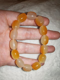 Orange Selenite Satin Spar Oval Beaded Stretch Crystal Bracelet #74