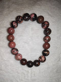 Natural Rhodonite Beaded Bracelet Stretch Crystal Healing Stone #75