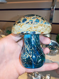 Signed Mdina Glass Mushroom Paperweight Blue Cream & Amber Maltese Art Glass #6