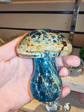 Signed Mdina Glass Mushroom Paperweight Blue Cream & Amber Maltese Art Glass #6