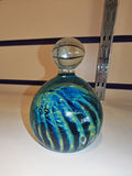 Unsigned Maltese Art Glass Blue Green Bottle Paperweight with Clear Knop #8