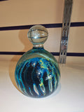 Unsigned Maltese Art Glass Blue Green Bottle Paperweight with Clear Knop #8