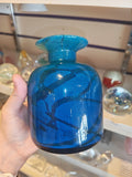 Large Signed Mdina Glass Blue Swirl Vase #9 | Maltese Studio Art Glass | 925g