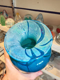 Large Signed Mdina Glass Blue Swirl Vase #9 | Maltese Studio Art Glass | 925g
