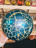 Large Signed Mdina Glass Teal Blue Stoppered Decanter with Original Label #12