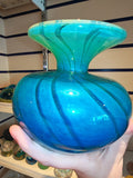 Large Signed Mdina Glass Blue Swirl Flared Rim Vase #13 Maltese Art Glass 1.23kg