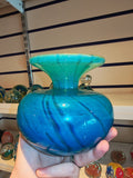 Large Signed Mdina Glass Blue Swirl Flared Rim Vase #13 Maltese Art Glass 1.23kg