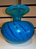 Large Signed Mdina Glass Blue Swirl Flared Rim Vase #13 Maltese Art Glass 1.23kg