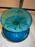 Large Signed Mdina Glass Blue Swirl Flared Rim Vase #13 Maltese Art Glass 1.23kg