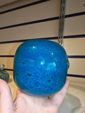 Vintage Mdina Style Bubbly Blue Art Glass Vase with Applied Clear Disc #16