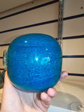 Vintage Mdina Style Bubbly Blue Art Glass Vase with Applied Clear Disc #16