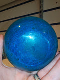 Vintage Mdina Style Bubbly Blue Art Glass Vase with Applied Clear Disc #16