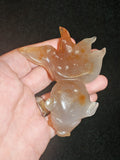Grey Banded Agate Goldfish Carving | Natural Gemstone Fish Ornament | 83g