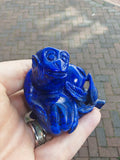 Natural Lapis Lazuli Monkey with Peach Carving | Hand Carved Gemstone Ornament | 130g