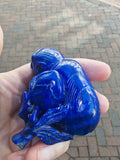 Natural Lapis Lazuli Monkey with Peach Carving | Hand Carved Gemstone Ornament | 130g