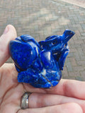 Natural Lapis Lazuli Monkey with Peach Carving | Hand Carved Gemstone Ornament | 130g