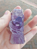 Natural Amethyst Chinese Wise Man with Child Carving | Hand Carved Gemstone Figure | 73g