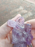 Natural Amethyst Chinese Wise Man with Child Carving | Hand Carved Gemstone Figure | 73g