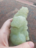 Large Hand Carved Serpentine Chinese Guardian Lion (Foo Dog) | New Jade Ornament | 420g