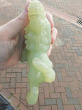 Large Hand Carved Serpentine Chinese Guardian Lion (Foo Dog) | New Jade Ornament | 420g