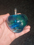 Adrian Sankey Studio Art Glass Apple Paperweight | Blue & Green Swirl | Lake District | Labelled | 380g #2