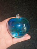 Adrian Sankey Studio Art Glass Apple Paperweight #3 | Blue & Green Swirl | Labelled | 355g