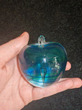 Adrian Sankey Studio Art Glass Apple Paperweight #3 | Blue & Green Swirl | Labelled | 355g