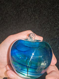 Adrian Sankey Studio Art Glass Apple Paperweight #3 | Blue & Green Swirl | Labelled | 355g