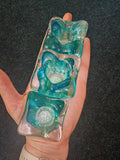 Adrian Sankey Studio Art Glass Tealight Candle Holders Set of 3 | Blue & Aqua | Lake District | Labelled | #5
