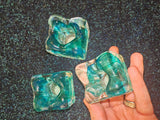 Adrian Sankey Studio Art Glass Tealight Candle Holders Set of 3 | Blue & Aqua | Lake District | Labelled | #5