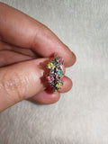 Adjustable Pastel Crystal Floral Vine Ring | Silver Tone | Pink Blue Yellow Stones