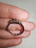 Adjustable Pastel Crystal Floral Vine Ring | Silver Tone | Pink Blue Yellow Stones