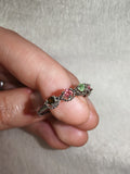 Adjustable Pastel Crystal Infinity Ring | Silver Tone | Pink Green Amber Stones