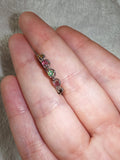 Adjustable Pastel Crystal Infinity Ring | Silver Tone | Pink Green Amber Stones