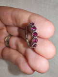 Adjustable Raspberry Crystal Eternity Ring | Silver Tone | Pink Crystal Band