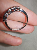 Adjustable Raspberry Crystal Eternity Ring | Silver Tone | Pink Crystal Band
