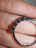 Adjustable Raspberry Crystal Eternity Ring | Silver Tone | Pink Crystal Band