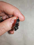 Adjustable Black Crystal Ring | Silver Tone | Vintage Gothic Style