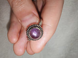Amethyst Cabochon Ring | Silver Tone Round Purple Gemstone | SIZE