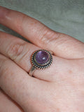 Amethyst Cabochon Ring | Silver Tone Round Purple Gemstone | SIZE