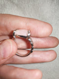 Pink Botswana Agate Ring | Oval Banded Cabochon Silver Tone | SIZE