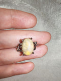 Yellow Jasper Ring | Oval Natural Gemstone Cabochon Silver Tone | SIZE