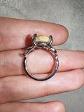 Yellow Jasper Ring | Oval Natural Gemstone Cabochon Silver Tone | SIZE