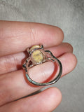 Yellow Jasper Ring | Oval Natural Gemstone Cabochon Silver Tone | SIZE
