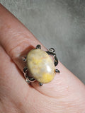 Yellow Jasper Ring | Oval Natural Gemstone Cabochon Silver Tone | SIZE