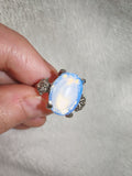 Opalite Oval Statement Ring | Iridescent Glass Cabochon | SIZE