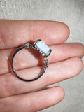 Opalite Oval Statement Ring | Iridescent Glass Cabochon | SIZE